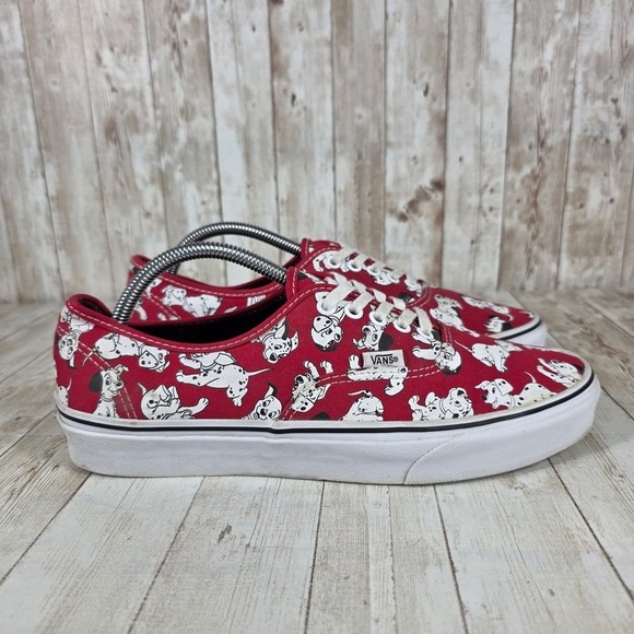 Disney Vans Authentic Shoes Mens 10 Red Dalmatian Print Sneakers